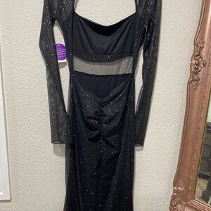 Windsor Black and Silver Backless Bodycon Dress